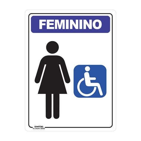 Placa de Sinalização Banheiro Feminino Acessível PCD 2