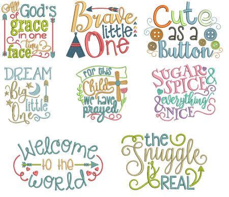 Baby Word Art Set 1 in 2024 | Baby word art, Machine embroidery, Word art