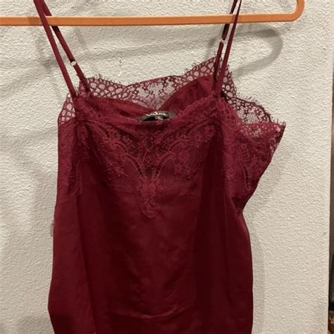 Lulus Tops Lulus Maddox Burgundy Satin Lace Cami Size Medium Poshmark