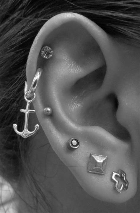 Cool Ear Piercing Ideas At Mybodiart Anchor Stud Earrings