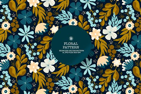 Teal Floral Vector Pattern | Graphic Patterns ~ Creative Market