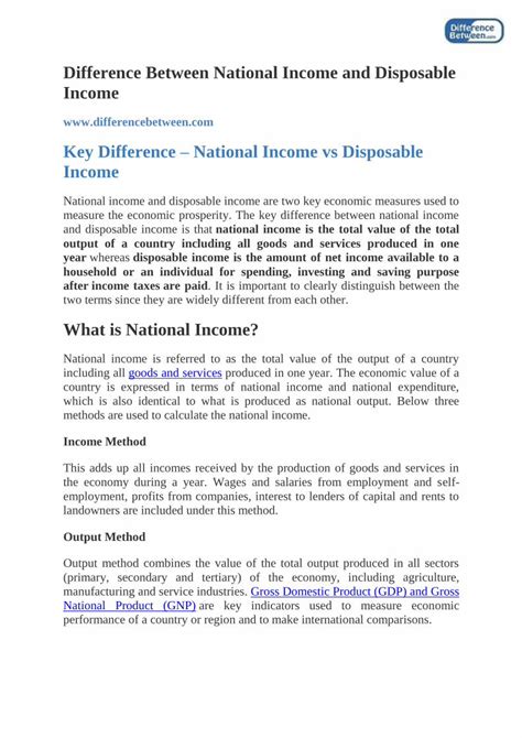 PDF Difference Between National Income And Disposable Income Files