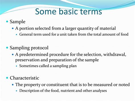 Ppt Sampling Of Foods For Analysis Powerpoint Presentation Free