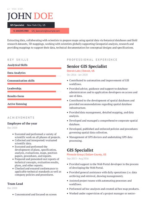 Gis Resume Templates