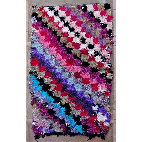 Tapis boucharouite vintage 170x100 noué main Sara