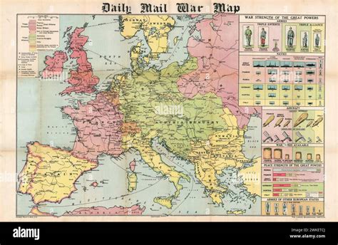 Carte De Guerre Daily Mail Illustr E Vintage Carte De L Europe