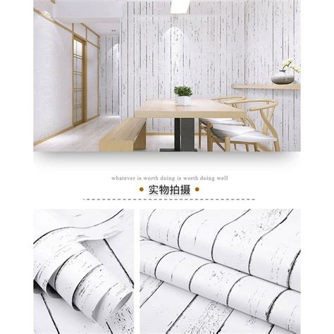 Jual Wallpaper Dinding Kayu Putih Lis Hitam 8m S D 9m X 45cm Shopee