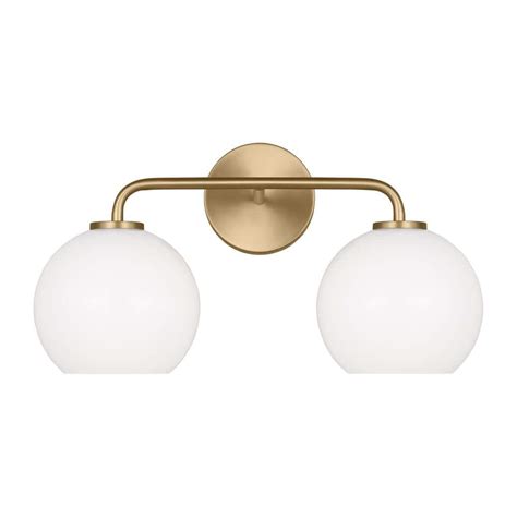 Generation Lighting Orley 175 In 2 Light Satin Brass Bathroom Vanity Light With Milk Glass