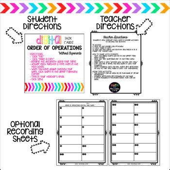 Order Of Operations Without Exponents Digital Task Cards Distance Learning