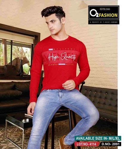 Printed Cotton Round Neck Mens Full Sleeves T Shirt At 180 In Howrah