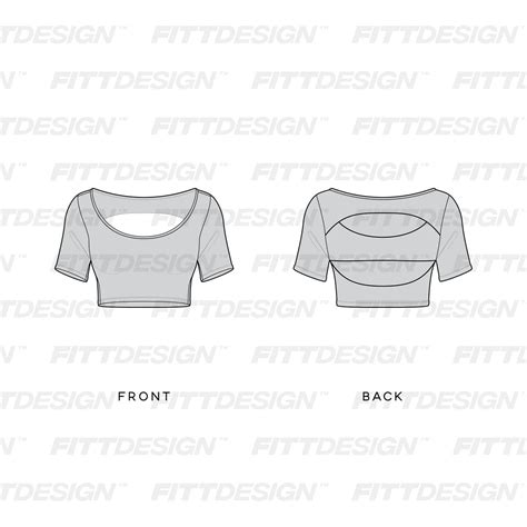 Ladies Scoop Neckline Open Back Crop Top Tech Pack Techpacktemplate