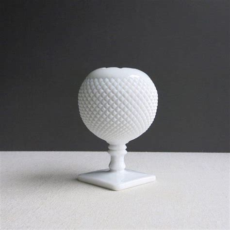 Vintage Westmoreland Milk Glass Ivy Ball Vase Round White Vase Spherical Square Foot English