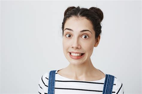 Free Photo Woman With Uncomfortable Smile Feeling Awkward