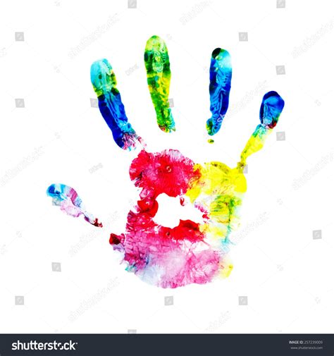 Handprint Watercolor Hand Kid Handprint Kid Stock Vector