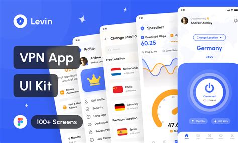 Levin - VPN App UI Kit | Figma