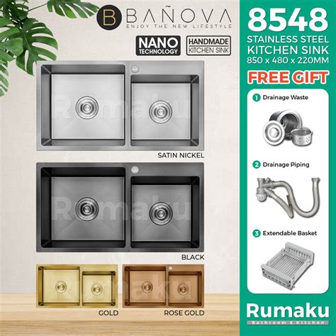 Banova Luxe Sus Stainless Steel Home Kitchen Sink Sinki Dapur