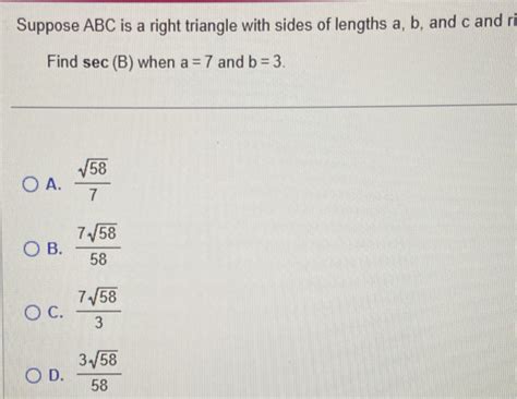 Solved Suppose Abc Is A Right Triangle With Sides Of Lengths A B And