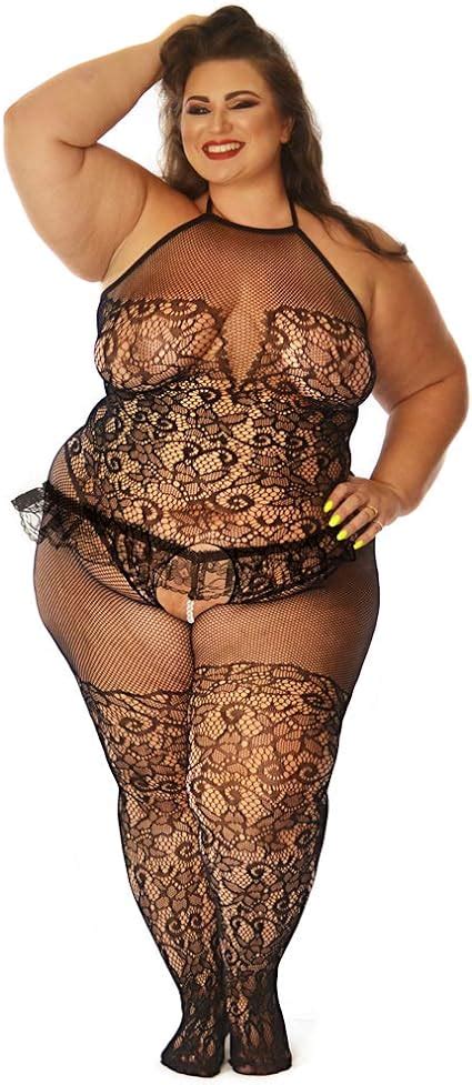 Amazon Bodysuit Bodystocking Lady BBW Fishnet Plus Size Clothing