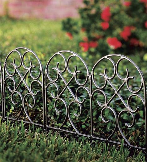 Iron Fence Wrought Iron Edging With Ground Stakes And Gunmetal Finish Plowhearth Garden