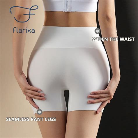 Cheap Flarixa Ice Silk High Waist Womens Seamless Shorts Safety