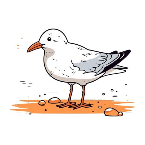 Premium Vector Seagull Vector Illustration Hand Drawn Cartoon Seagull