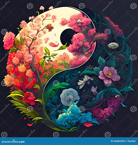 Yin Yang Design With Beautiful Flowers Stock Image Image Of Artwork