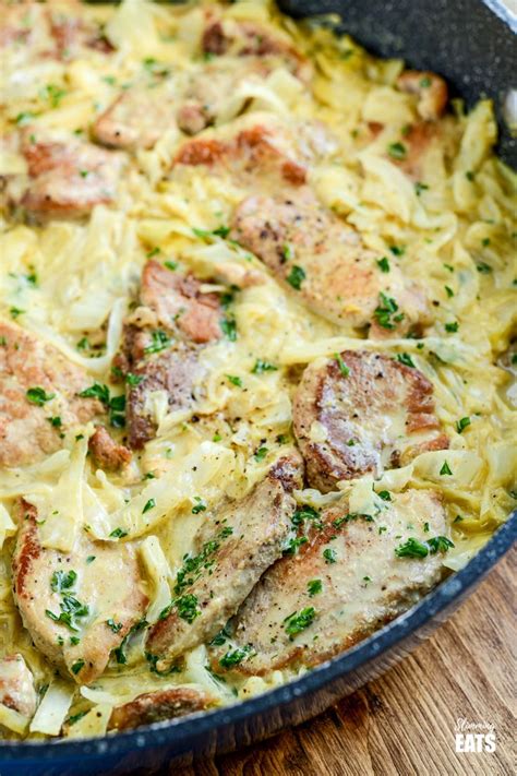 Creamy Garlic Pork With Cabbage Pork Pieces In An Irresistible