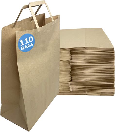 2dayship Paper Retail Grocery Bags With Handles 12 X 7 X 17 Inches 25 Count