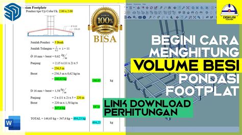 CARA CEPAT MENGHITUNG VOLUME BESI TULANGAN PONDASI FOOTPLAT YouTube