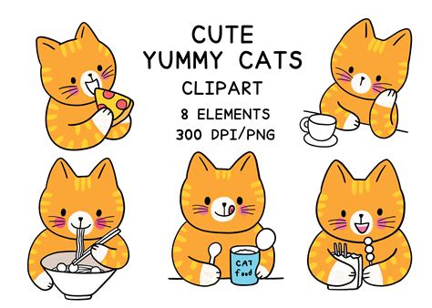 Cartoon Cute Funny Yummy Cat Clipart Graphic By Meawsally · Creative