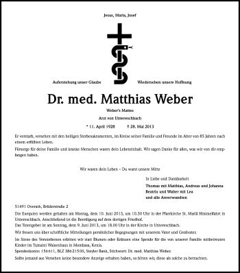 Traueranzeigen Von Matthias Weber Wirtrauern