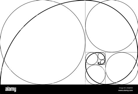 Golden Ratio Geometric Concept Fibonacci Spiral Vector Illustration