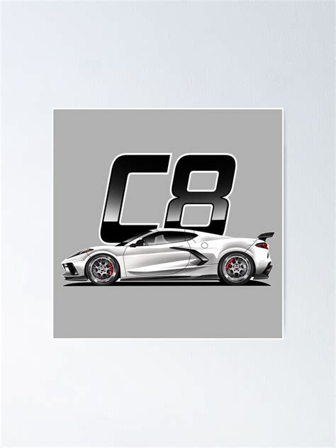 "Corvette C8 White" Poster for Sale by Jalcalart | Redbubble