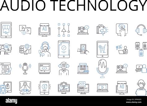 Audio Technology Line Icons Collection Sound Engineering Acoustic