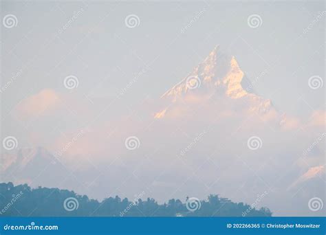 Pokhara A Close Up View On Mt Fishtail During The Sunset Stock Image