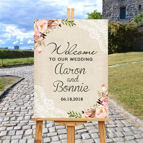 Floral Wedding Welcome Board Welcome To Our Wedding Sign White Signs