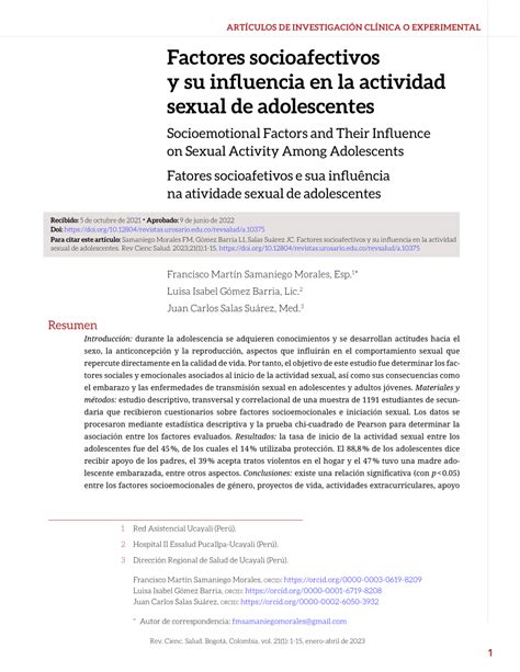 Pdf Factores Socioafectivos Y Su Influencia En La Actividad Sexual De Adolescentes