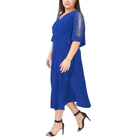 Plus Size Msk Beaded Trim Sleeve Surplus Midi Dress Boscovs