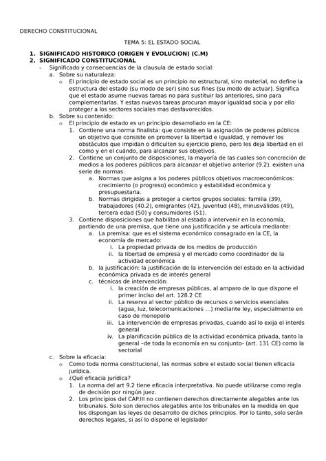 Tema Apuntes Clase Derecho Constitucional Tema El Estado