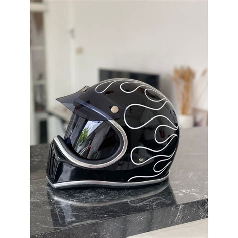 Jual Helm Cakil Custom Flame Stripe Motif Api Shopee Indonesia