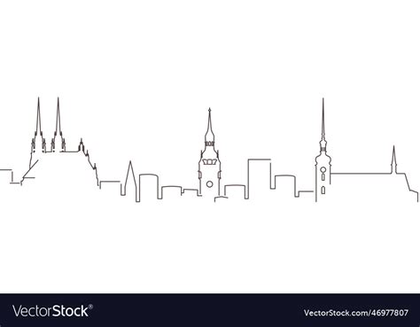 Brno Dark Line Simple Minimalist Skyline Vector Image