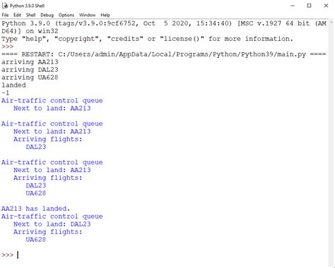 Solved Python LAB 10 7 Air Traffic Control Queue Using A Linked