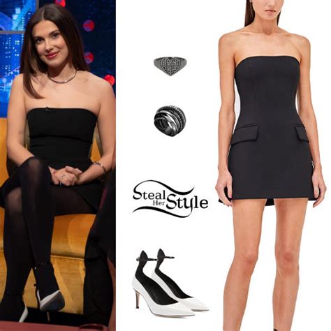 Millie Bobby Brown Black Mini Dress White Pumps Fashnfly