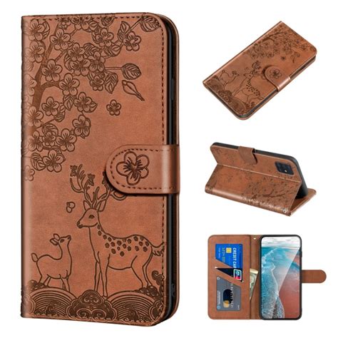 Per Samsung Galaxy A G Sika Deer Embossing Pattern Horizontal Flip