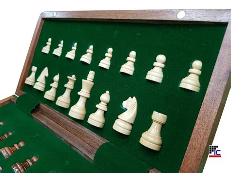 Juego de Ajedrez magnético plegable de madera de Acacia