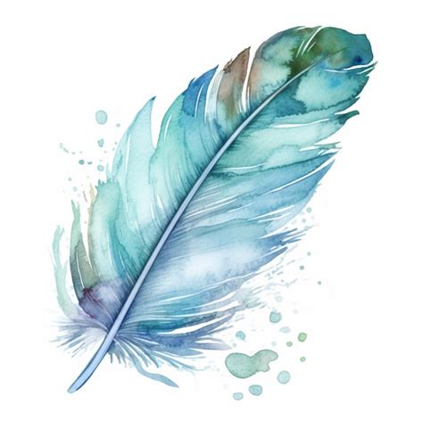 Premium Photo A Watercolor Feather With Blue And Green Colors