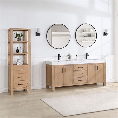 72in Free Standing Double Bathroom Vanity In Fir Wood Brown With