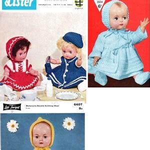 BARGAIN 3 PDF Vintage Dolls Clothes Knitting Patterns Dress Handbag Bra