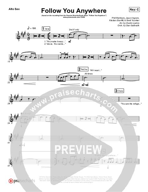 Follow You Anywhere Alto Sax Sheet Music Pdf Passion Kristian Stanfill Praisecharts