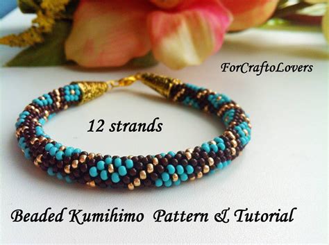 Strands Beaded Kumihimo Pattern Pdf Tutorial Turquoise Etsy